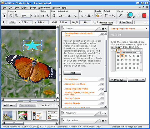 Добавление области на фото