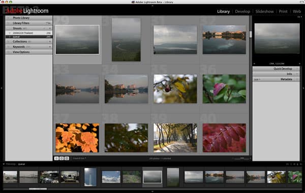 Главное окно Adobe Lightroom
