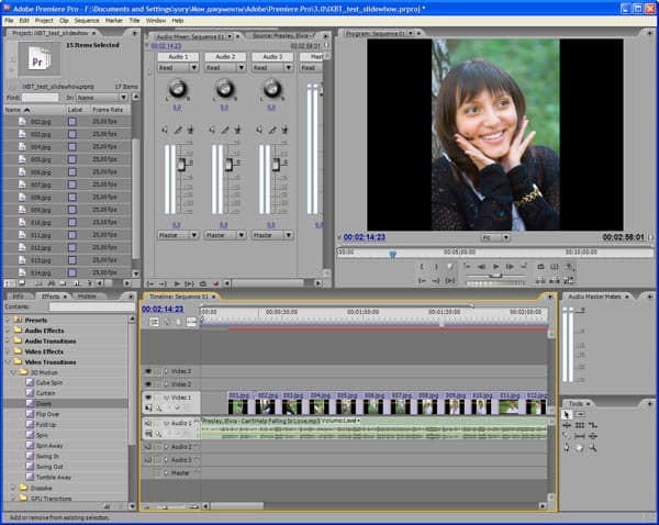Рабочее окно Adobe Premiere CS3