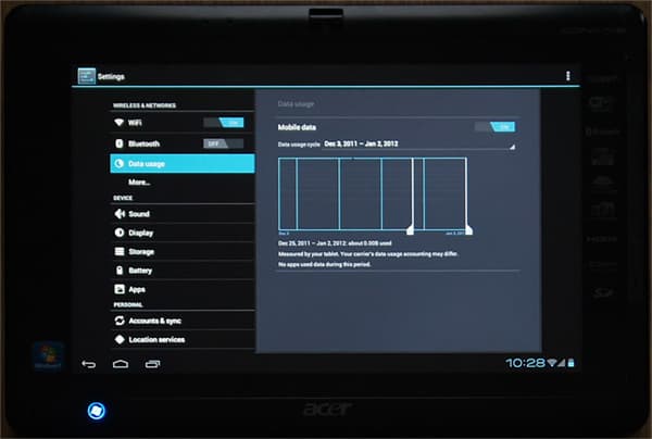 статистика мобильного трафика в Android 4.0