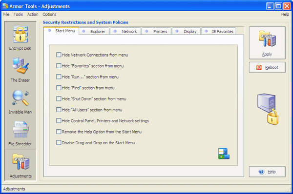 Настройка системы с помощью Armor Tools