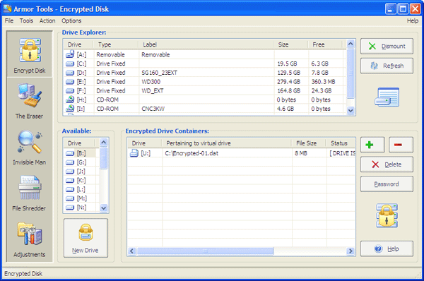 Создание зашифрованного диска в Armor Tools