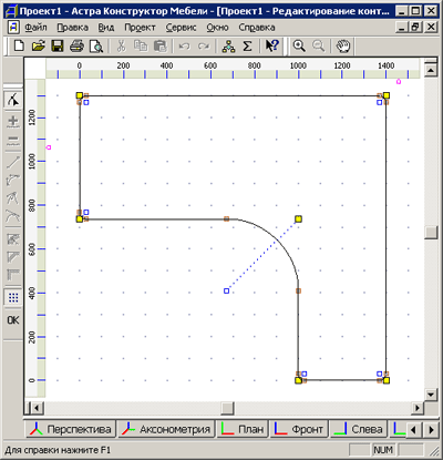 Режим редактирования контура