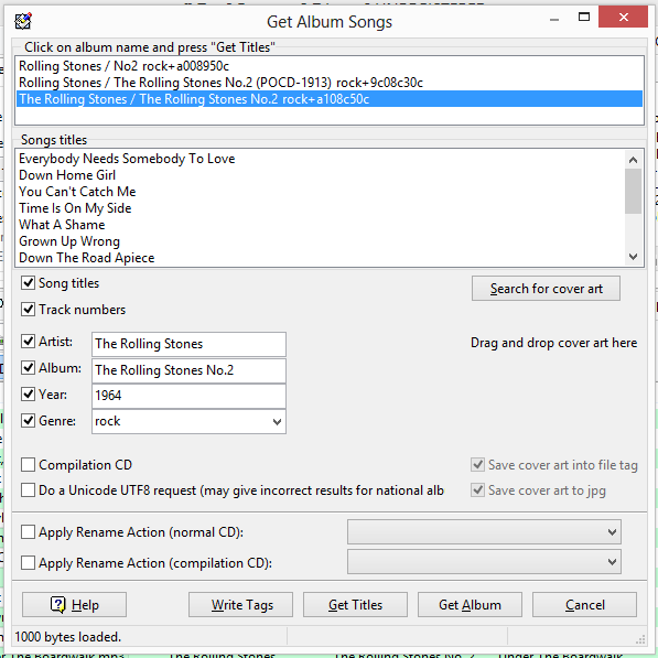 Получение тегов с freedb