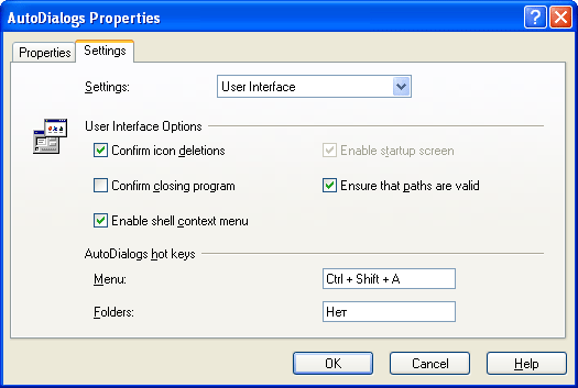 Настройки AutoDialogs