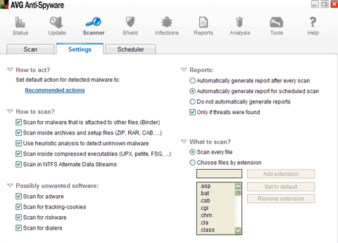 Настройки сканера