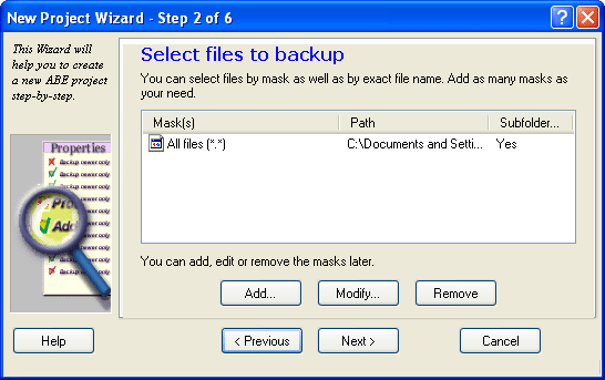 Мастер настройки нового проекта Active Backup Expert Pro