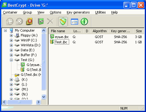 BestCrypt — интерфейс программы