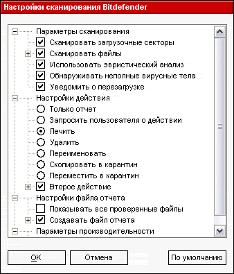 Настройки ручного сканирования