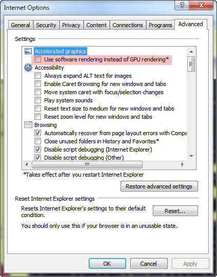 Браузеры, поддерживающие аппаратное ускорение рендеринга, легко опознаются по наличию соответствующих опций