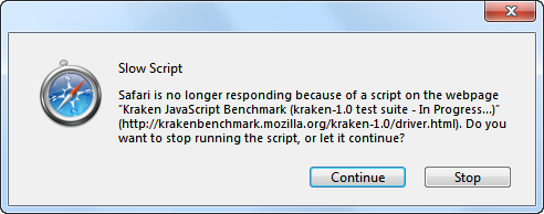 Подобными старорежимными замашками сегодня отличается только Safari. Потому-то и нет его оценки в тесте Kraken