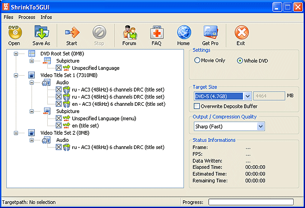 Рабочее окно ShrinkTo5