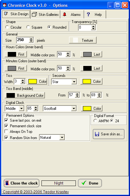 Настройки Chronice clock