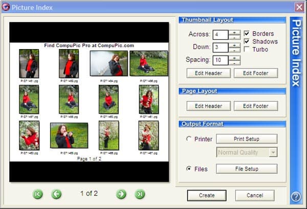 Индексная печать в CompuPic Pro