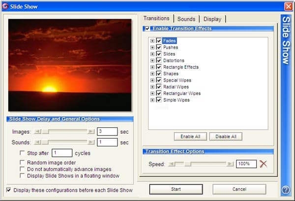 Настройка слайд-шоу в CompuPic Pro