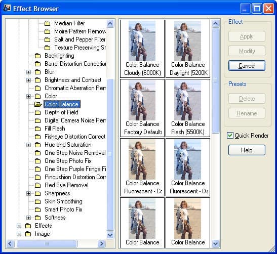 Браузер эффектов Corel Paint Shop Pro