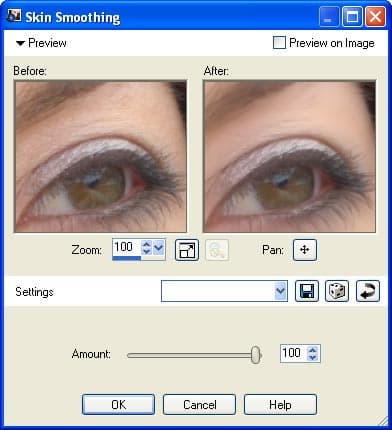 Разглаживание кожи с помощью Skin Smoothing, инструмента, входящего в Corel Paint Shop Pro