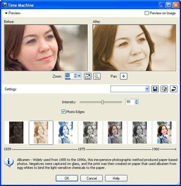 Имитация в Corel Paint Shop Pro фотографий, созданных в различные времена