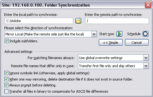 Настройки синхронизации