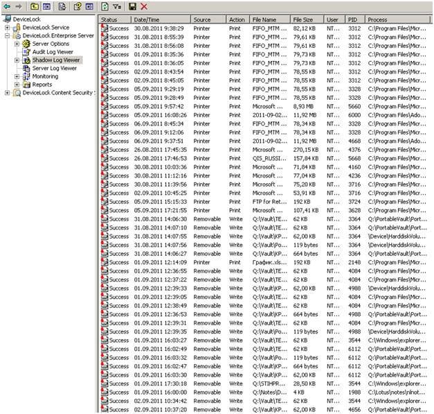 Вид лога теневого хранилища
