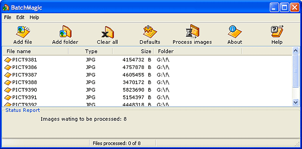 Рабочее окно BatchMagic