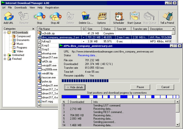 Главное окно Internet Download Manager