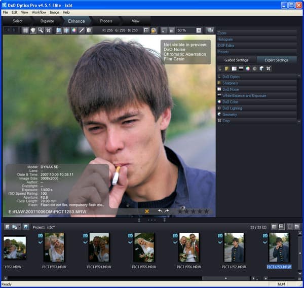 Корректировка фотографий в DxO Optics