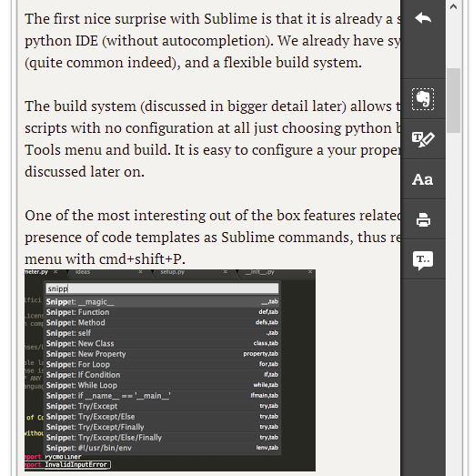 Режим чтения в Clearly