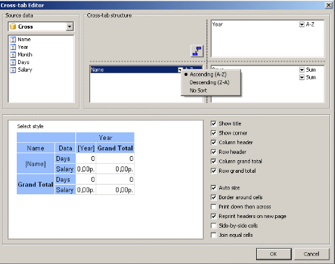 Составляем перекрестный отчет