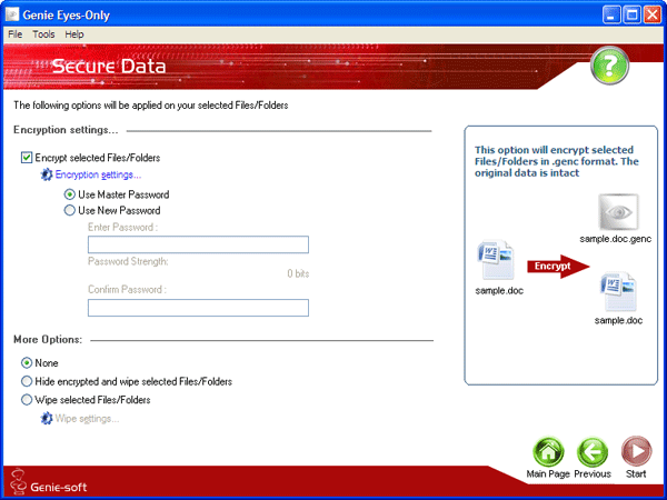 Шифрование файлов в Genie Eyes-Only
