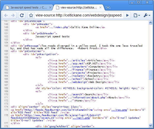 Просмотр исходного текста веб-страницы в Google Chrome