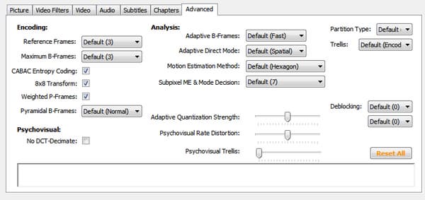 вкладка «Advanced»