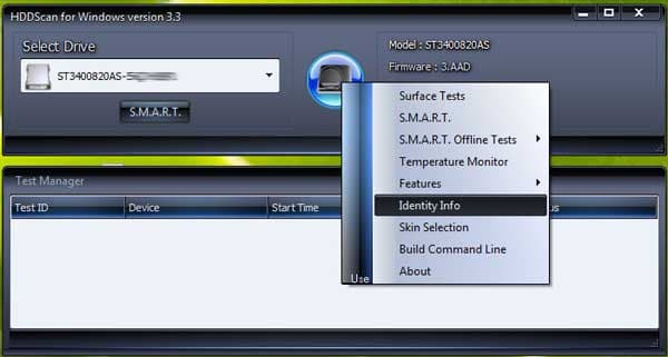 HDDScan — Главное окно программы