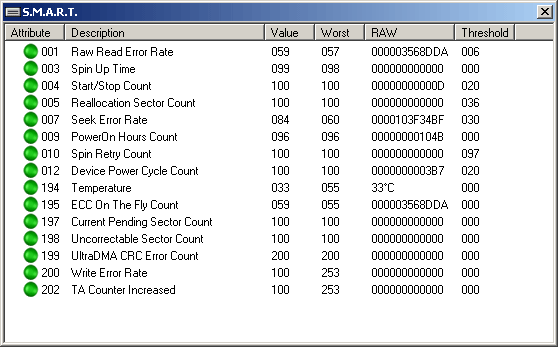 Просмотр параметров S.M.A.R.T.