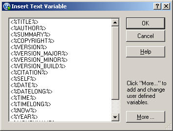 Окно добавления текстовой переменной