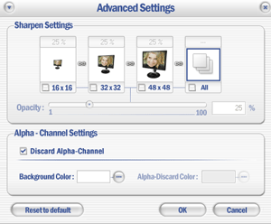 Тонкие настройки — альфа-канал, уровень резкости