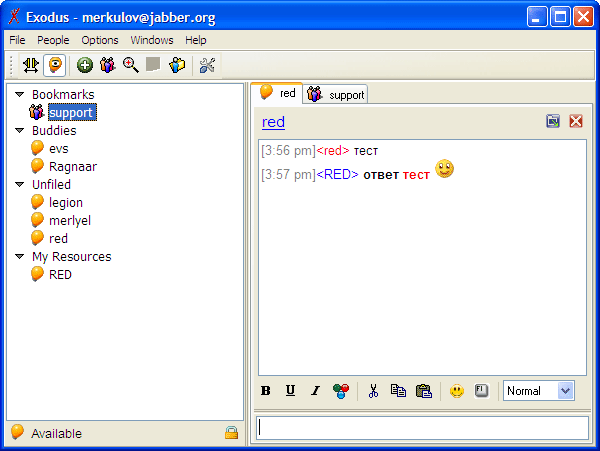 Рабочее окно Exodus
