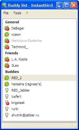 Список контактов Instantbird