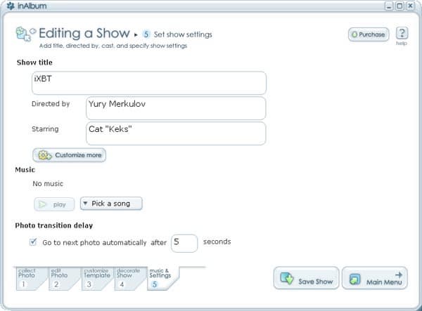 Добавление музыки и текста в проект InAlbum