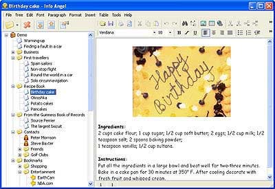 Редактирование заметки в Info Angel