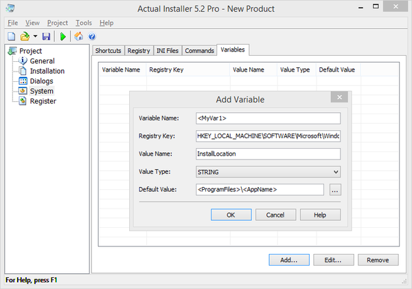 Интерфейс Actual Installer