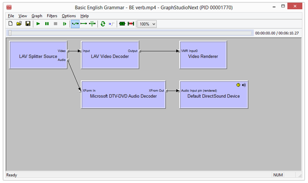 Анализ файла в GraphStudioNext