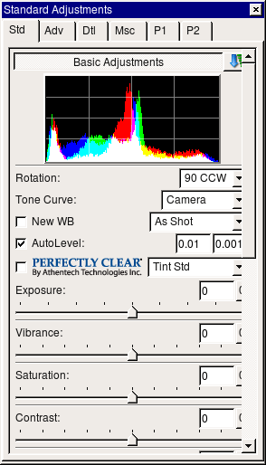 Правая боковая панель Bibble Pro, превращенная в отдельное окно