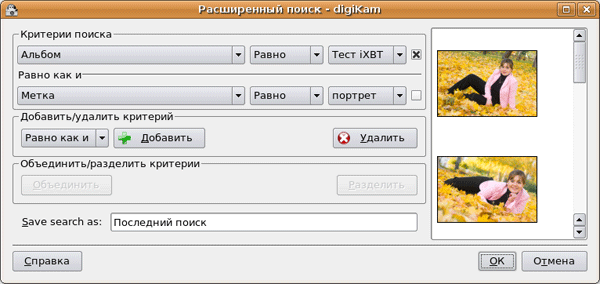 Расширенный поиск в DigiKam