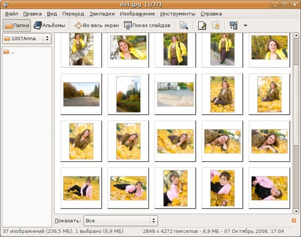 Главное окно gThumb
