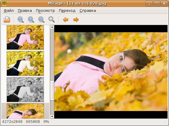 Просмотр изображений в Mirage