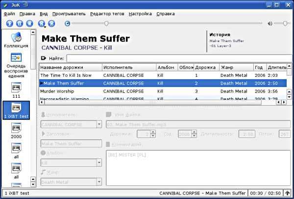 Рабочее окно Juk