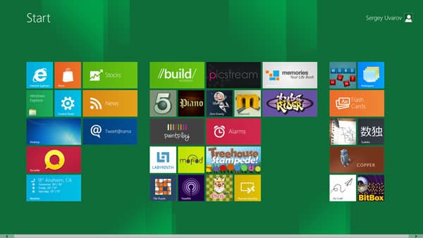 Главный экран Windows 8