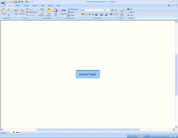 Рабочая область приложения и главная тема