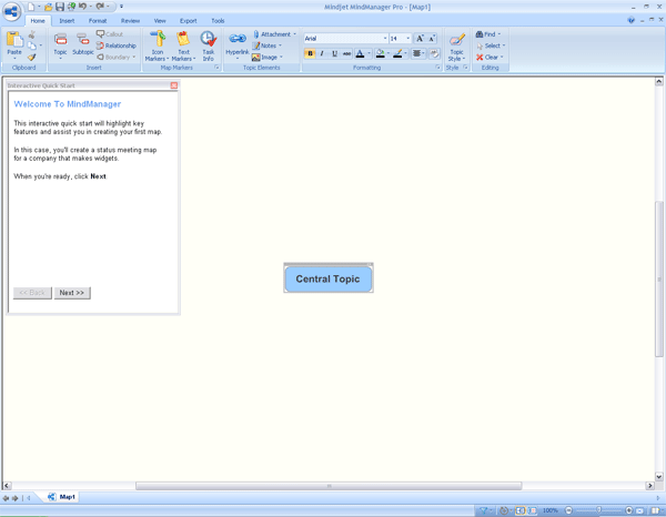 Первое окно помощника для обучения нового пользователя